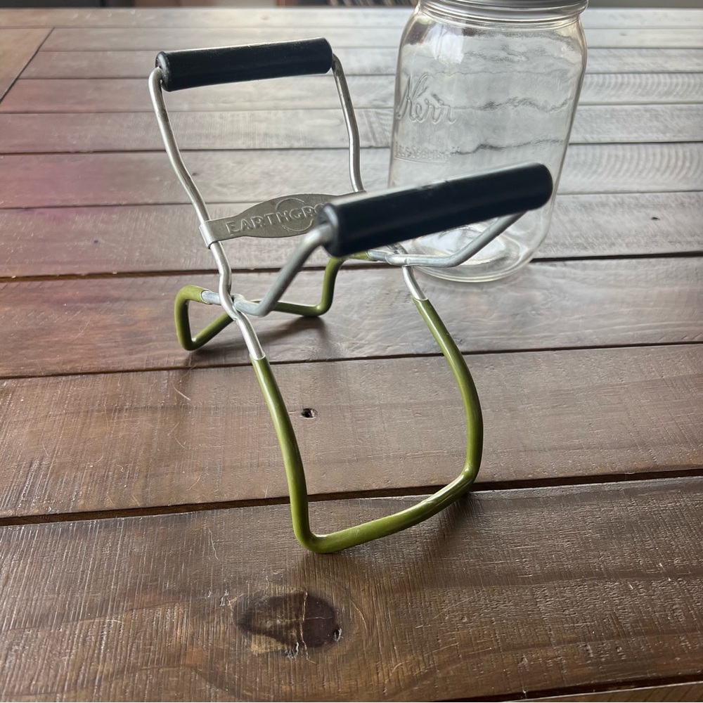 Vintage Earthgrown Mason Jar Lifter Canning Tongs Green Handle Tool
